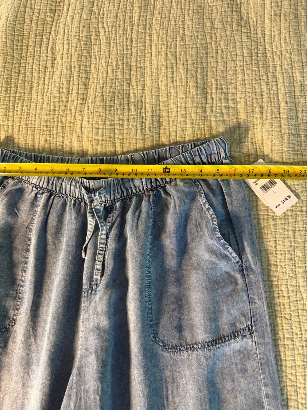 SPLENDID Angie Light Indigo Wide-Leg  Drawstring Pant with Tie  NWT’s  size Lg - Picture 8 of 16